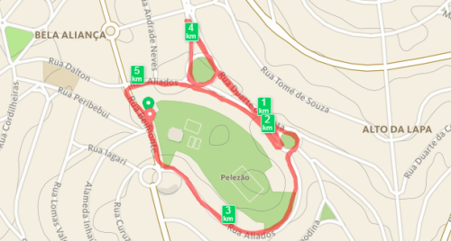 Percurso tradicional da etapa da Lapa do Circuito Popular (RunKeeper)
