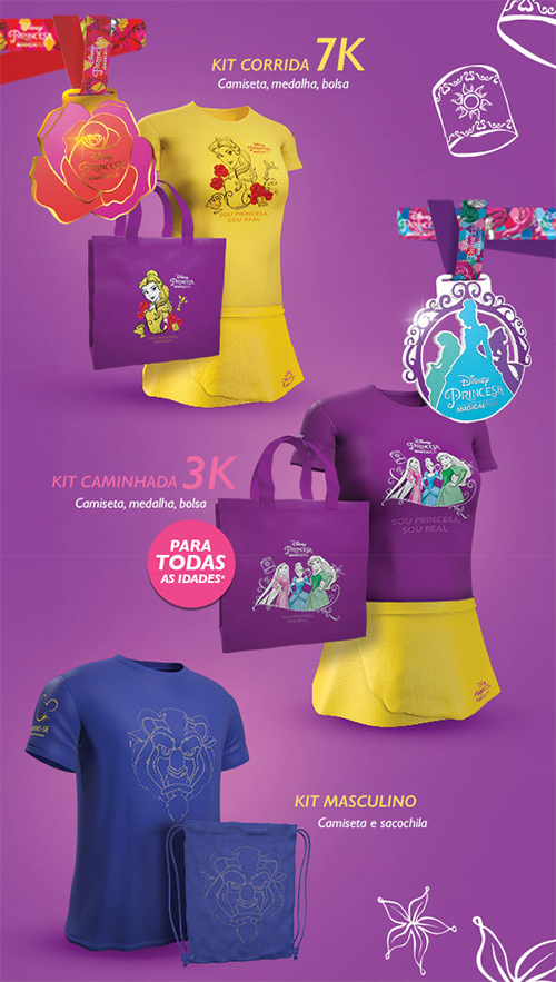 Kits da corrida das princesas de 2017