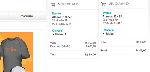 Desconto para idoso e preço normal do lote atual (montagem de telas)