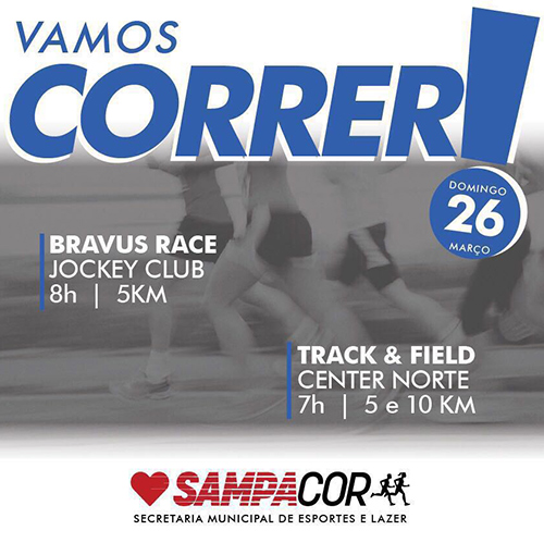 Informe "Vamos correr" e logotipo do Sampacor