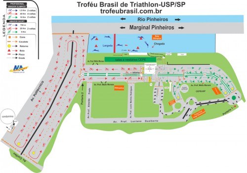 Percurso da 3ª etapa do Troféu Brasil de triatlo na USP