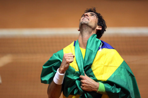Thomaz Bellucci após classificação do Brasil (Cristiano Andujar)
