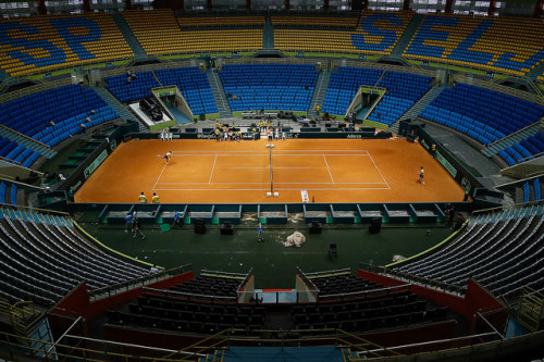 Ginásio do Ibirapuera preparado para Copa Davis (Marcello Zambrana)