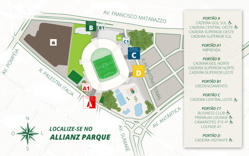 Mapa geral do Allianz Parque