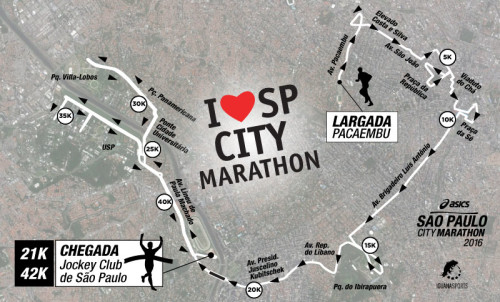 Percurso da maratona da ASICS de São Paulo